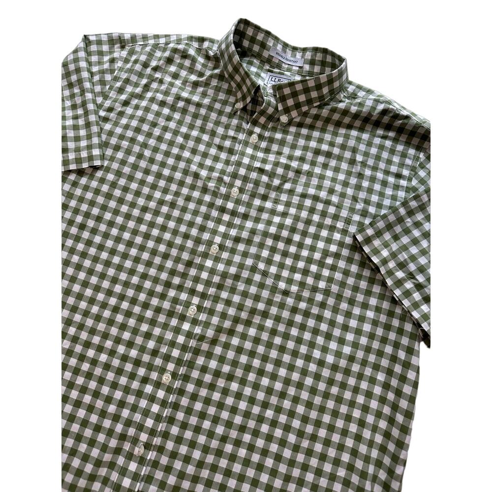 L. L. Bean Men's Green Plaid Button Down Size XL